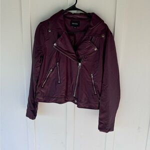 Zenana Outfitters Women's Burgundy Leather Jacket